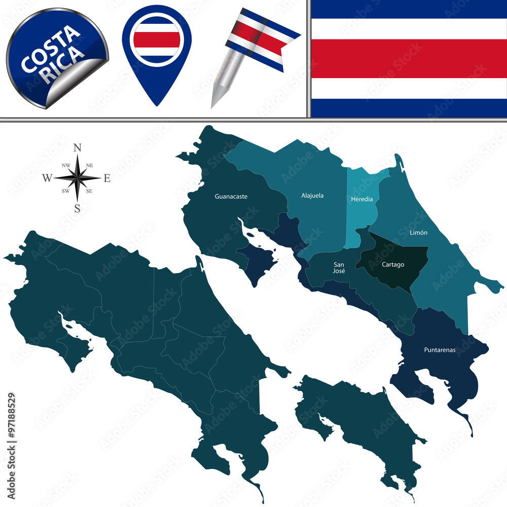 Fototapeta premium Map of Costa Rica