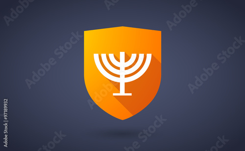 Long shadow shield icon with a chandelier