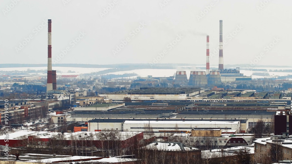 4K Timelapse smoking power plant Industrial town 4K Timelapse smoking power plant Industrial town