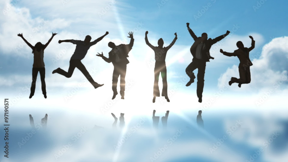 Series of jumping business people in slow motion Series of jumping business people in slow motion