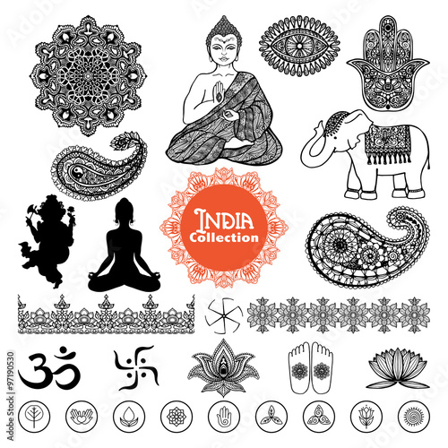 Hand Drawn  India Design Elements Set