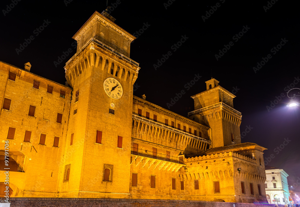 Castello Estense, a moated medieval castle in Ferrara