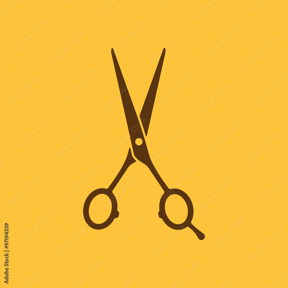 The hairdressing scissors icon. Barbershop symbol. Flat The hairdressing scissors icon. Barbershop symbol. Flat