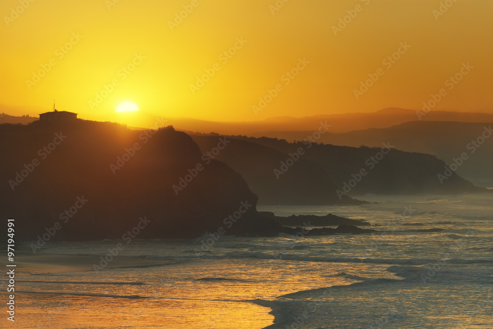 Sopelana coast at sunset