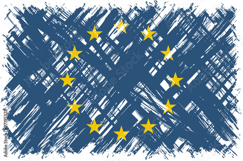 European Union grunge flag. Vector illustration.