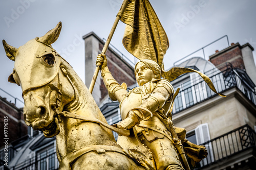 Close up of Joan of Arc on the Rue de Rivoli in Paris photo