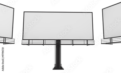 Blank billboard ready for new advertisement 3d render on white background