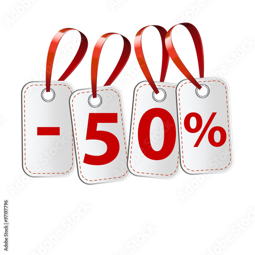 four labels with the inscription fifty percent