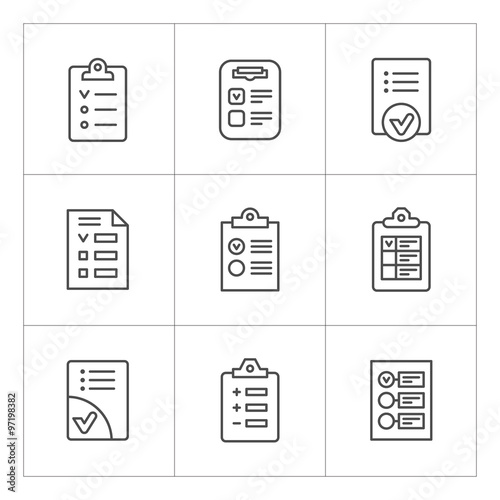 Set line icons of checklist