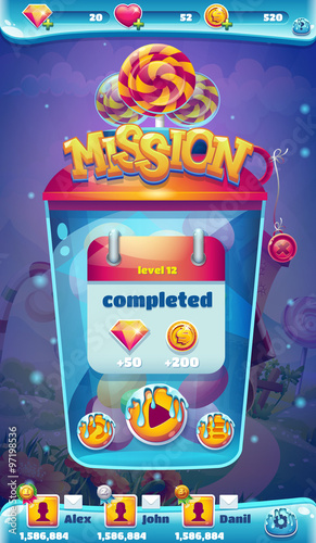 Sweet world mobile GUI mission completed window