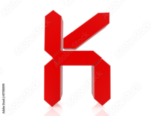 Free Download the red letter K digital style on white background 3d rendering - GFXLoad