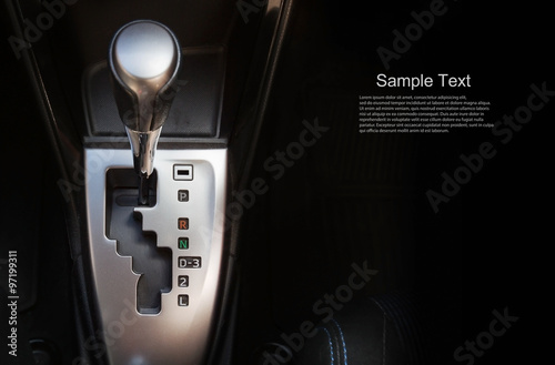 Φωτογραφία Close up gear stick interior inside bright car.