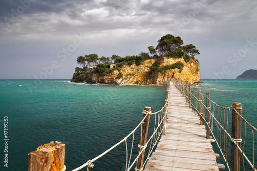 Wooden bridge to the island