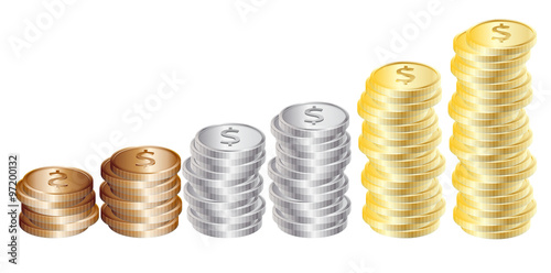 Graph from coins: gold, serebnyannyh, bronze