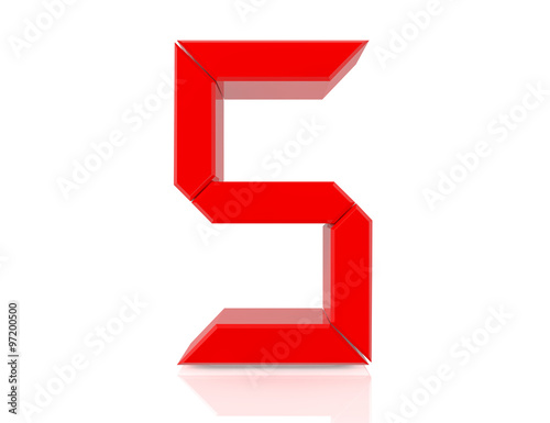 Free Download Digital red number 5 on white background 3d rendering - GFXLoad