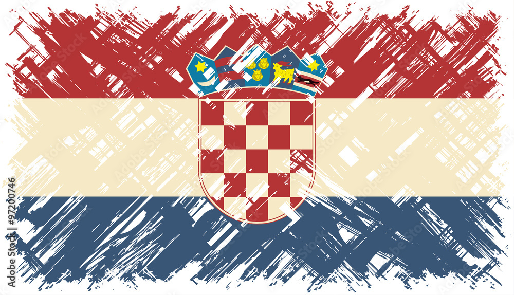 Naklejka premium Croatian grunge flag. Vector illustration.