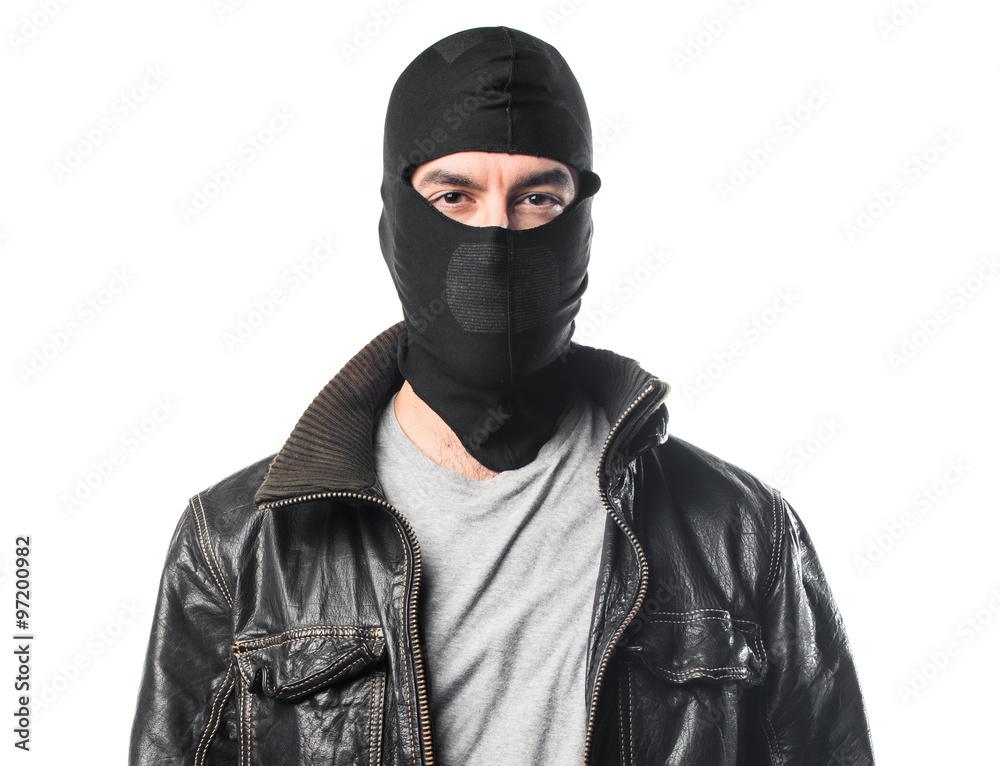 Robber wearing a leather jacket Robber wearing a leather jacket