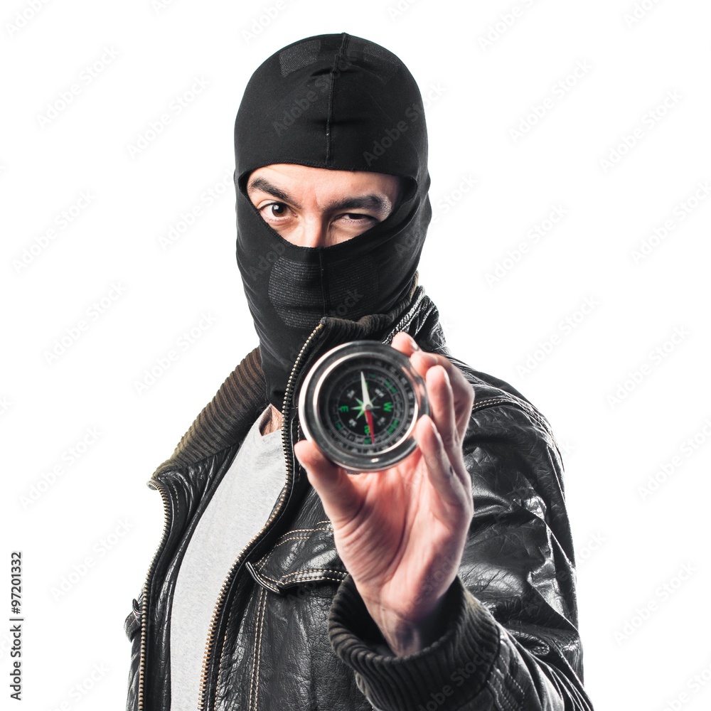 Robber wearing a leather jacket Robber wearing a leather jacket