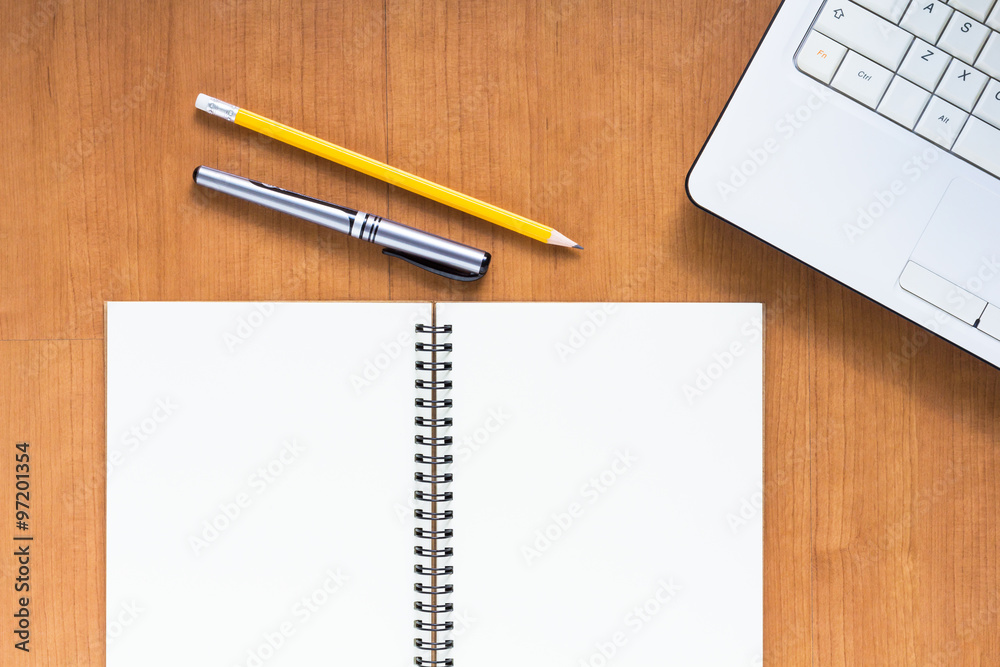 Blank Notebook and Computer Blank Notebook and Computer