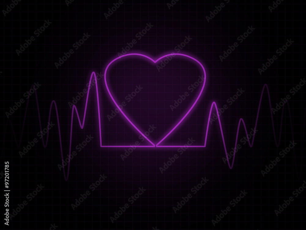 Heart monitor screen with pink heart shape