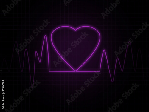 Heart monitor screen with pink heart shape