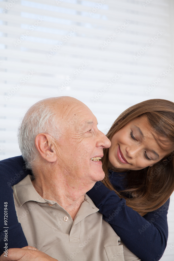 girl having fun with her grandfather girl having fun with her grandfather