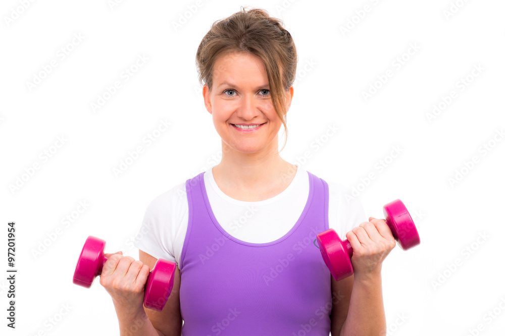 frau brünette macht hanteltraining frau brünette macht hanteltraining
