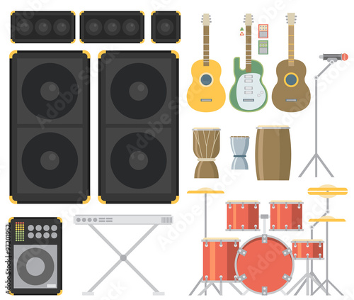 Musical instruments. Vector flat illustration