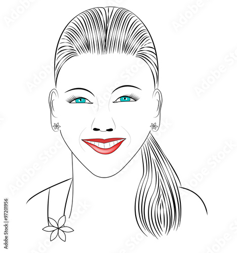 A beautiful woman with blue eyes portrait vector, viso bella ragazza con  occhi azzurri vettoriale Stock Vector | Adobe Stock