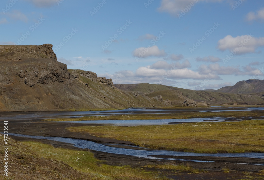 Landscape with old  volcano in Iceland