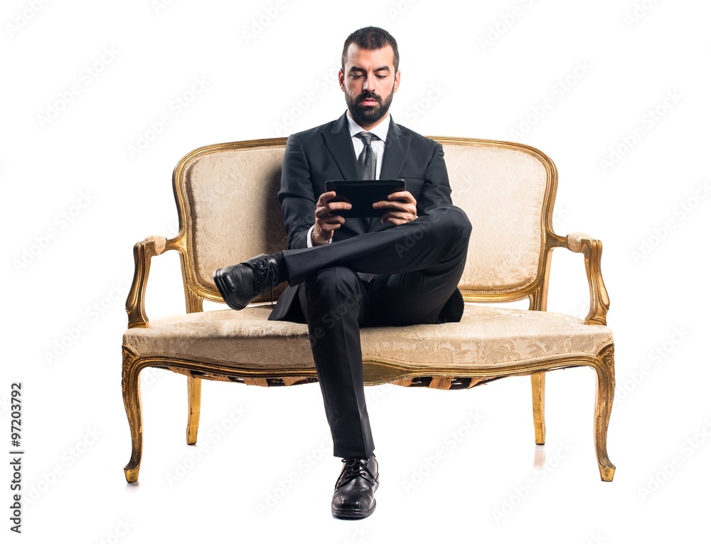 Businessman holding a tablet