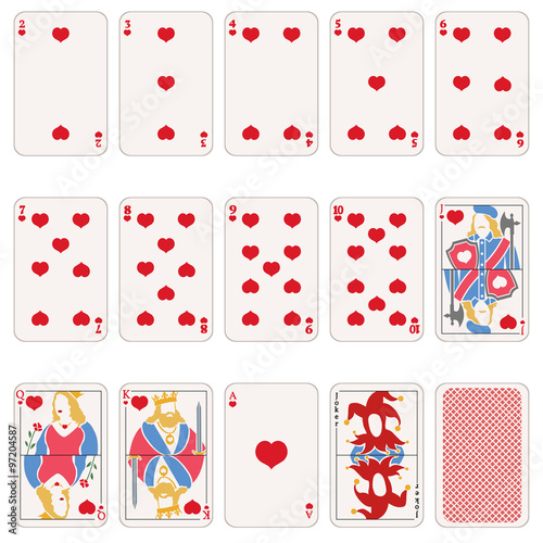 Vector Set of Heart Suit Playing Cards