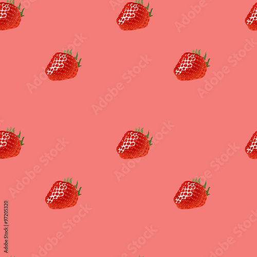 Seamless pattern with strawberry