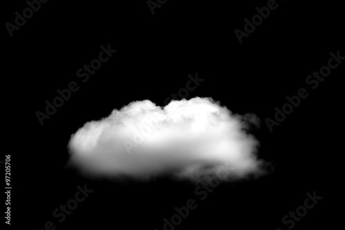 Beautiful Single white cloud isolated over black background