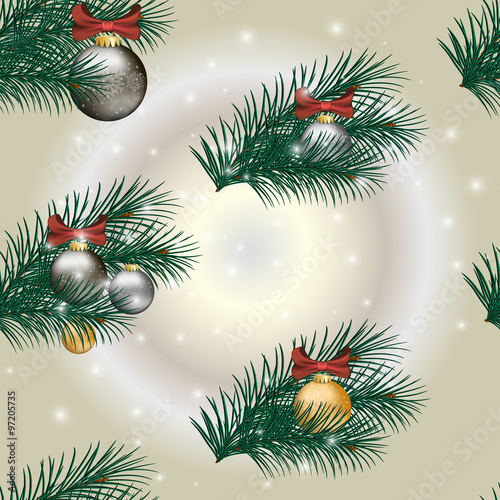 Christmas Gift Wrapping Paper Swatch with shiny decorated balls.