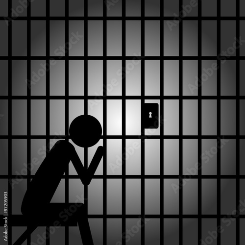 man in jail vector illustration