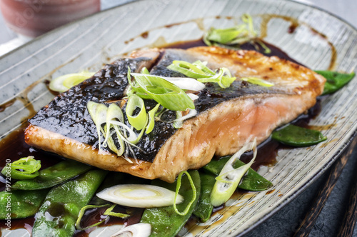Obraz na plátně Salmon Teriyaki with Vegetable