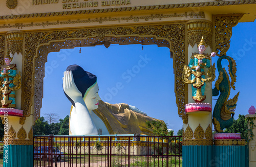 Myanmar, Bago, the huge statue of the reclining Buddha (Shwethalyaung Buddha) photo