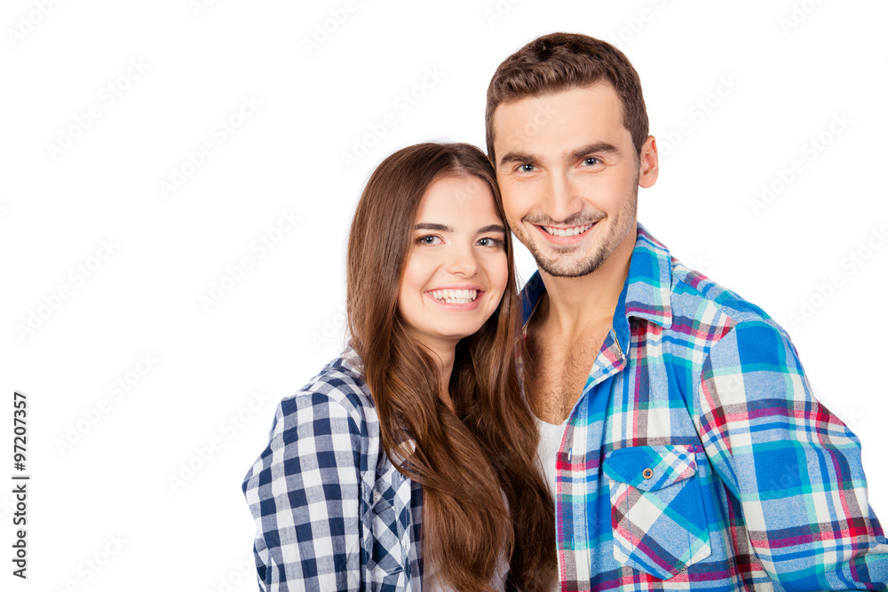 Happy cute couple in love embracing each other Happy cute couple in love embracing each other