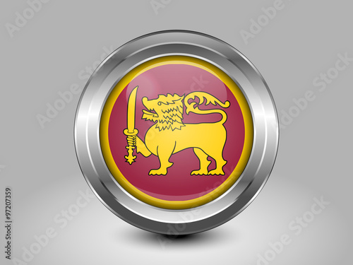 Flag of Sri Lanka. Metal Round Icon