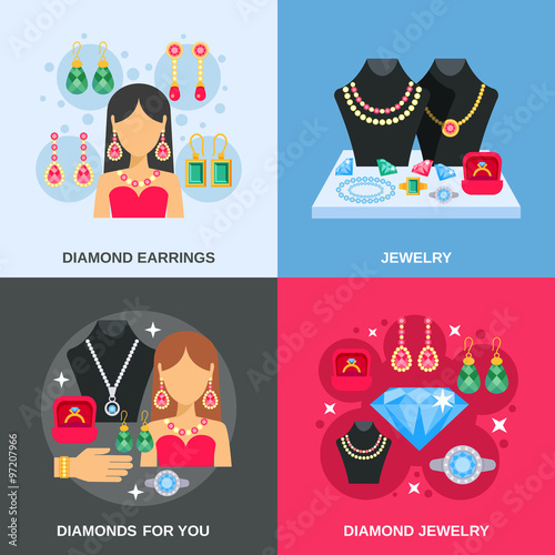 Jewelry Concept Icons Set 