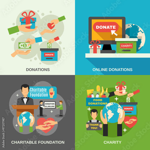 Charity Concept Icons Set 