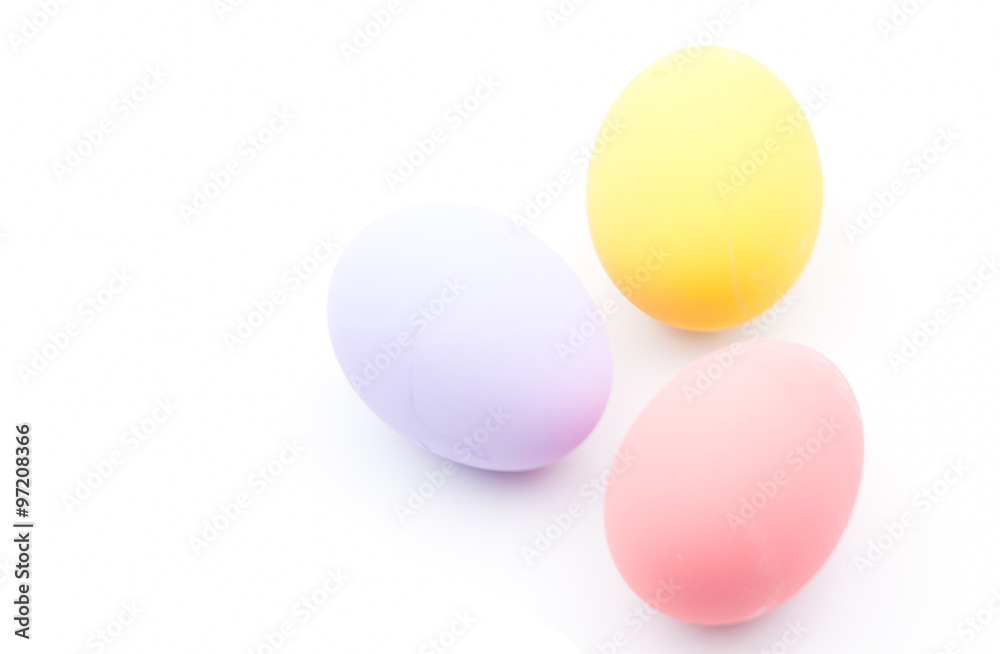 Fototapeta premium Color eggs on the white background
