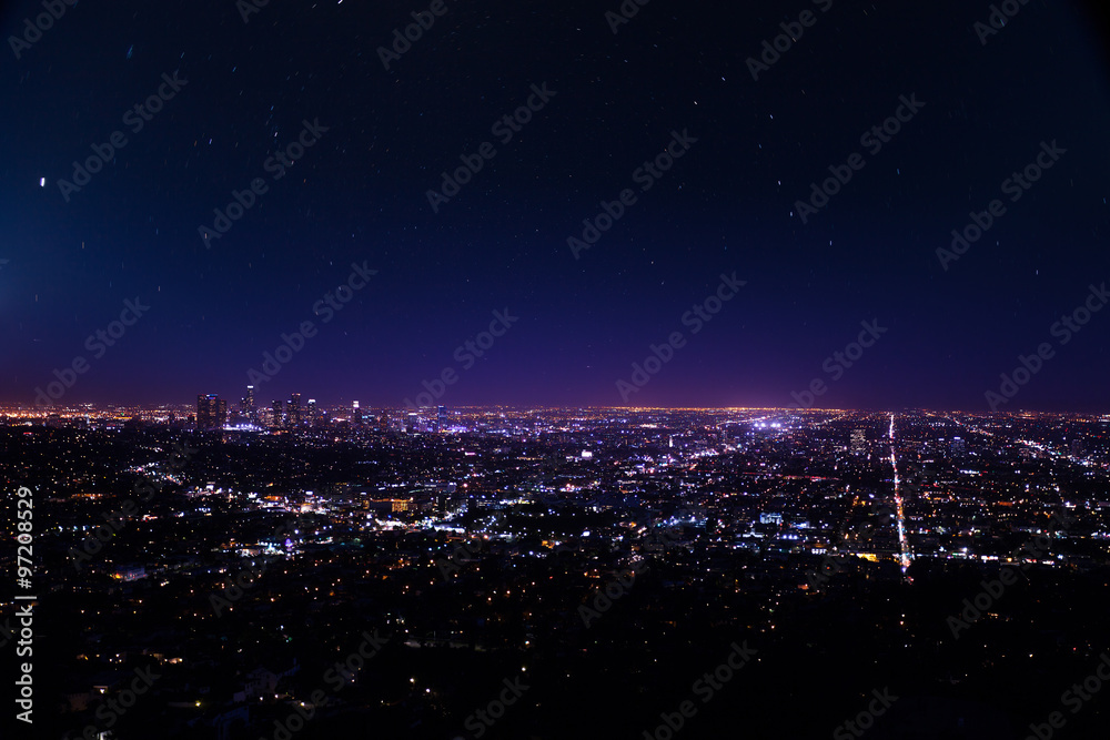 Beautiful cityscape view of Los Angeles at night