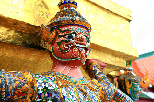 Giant Statues (Thai Golden Demon Warrior) in Temple photo