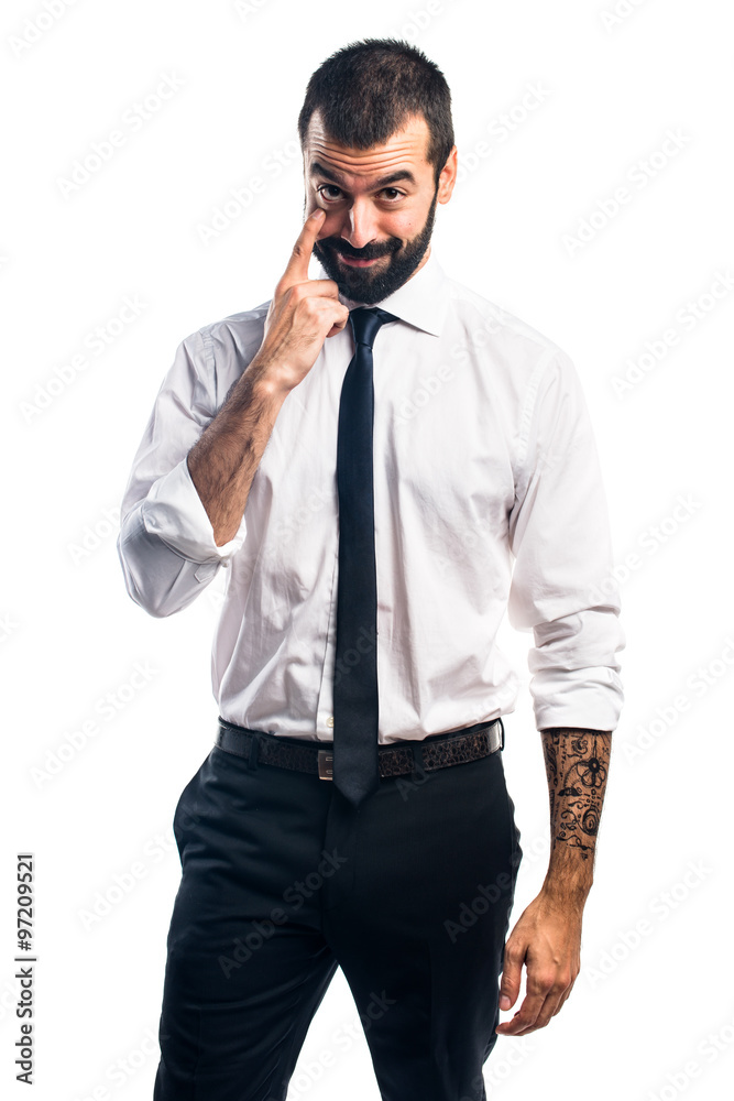 Fototapeta premium Businessman showing something