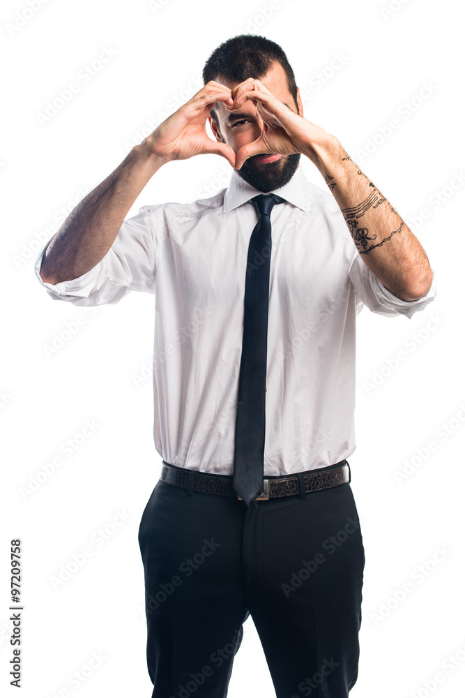 Businessman making a heart with his hands Businessman making a heart with his hands