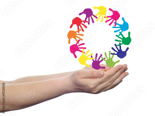 conceptual children painted hand print isolated
