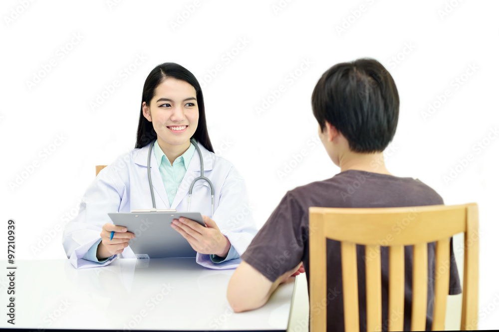 Portrait of Asian female doctor with patient Portrait of Asian female doctor with patient