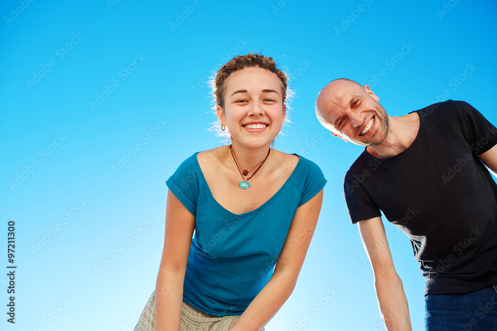 man and woman looks into the camera man and woman looks into the camera